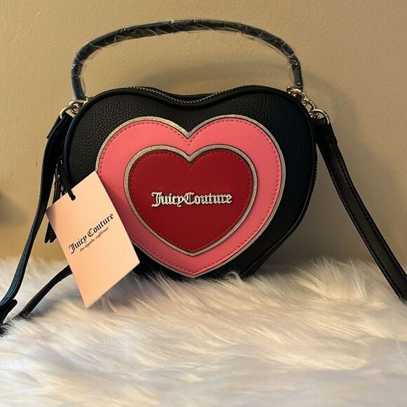 NWT Juicy Couture Love Never Dies Crossbody Heart Bag - Black 🖤🩷❤️ - Picture 1 of 10